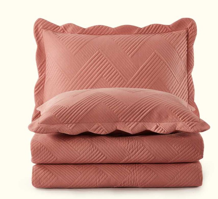 Покрывало Arya с вышивкой "Zelda", 250x260 см, коралловый