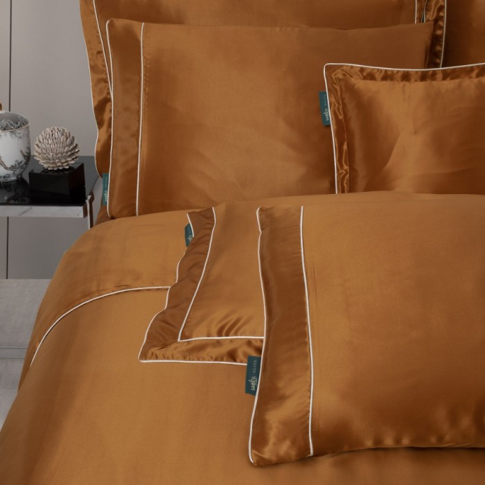 Постельное белье Sarev Elite шелк "Clio", 2-х спальное (евро), горчичный