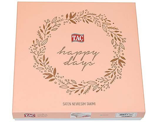 Постельное белье Tac Satin "Lennie V02", семейное, розовый