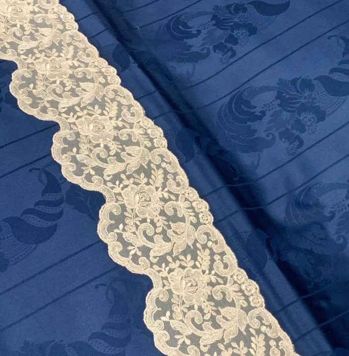 Постельное белье PALOMBELLA жаккард "Iberi Elisa", 2-х спальное (евро), темно-синий