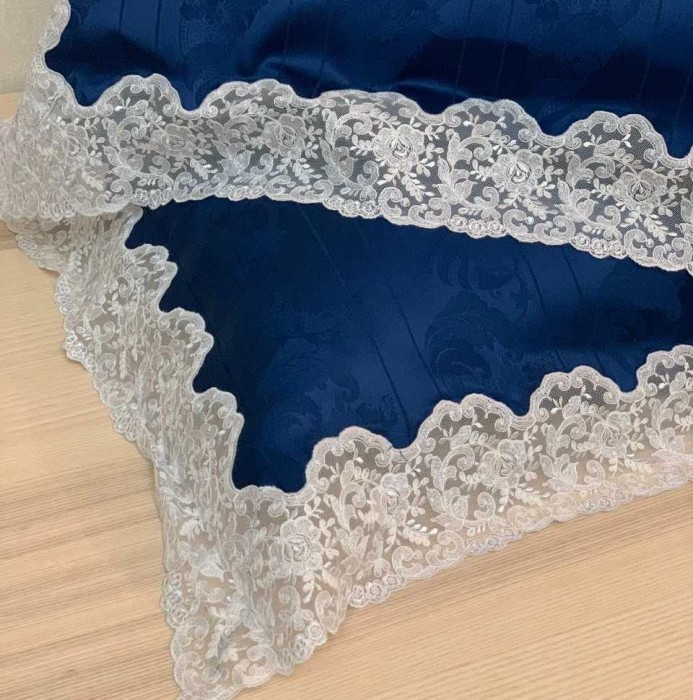 Постельное белье PALOMBELLA жаккард "Iberi Elisa", 2-х спальное (евро), темно-синий