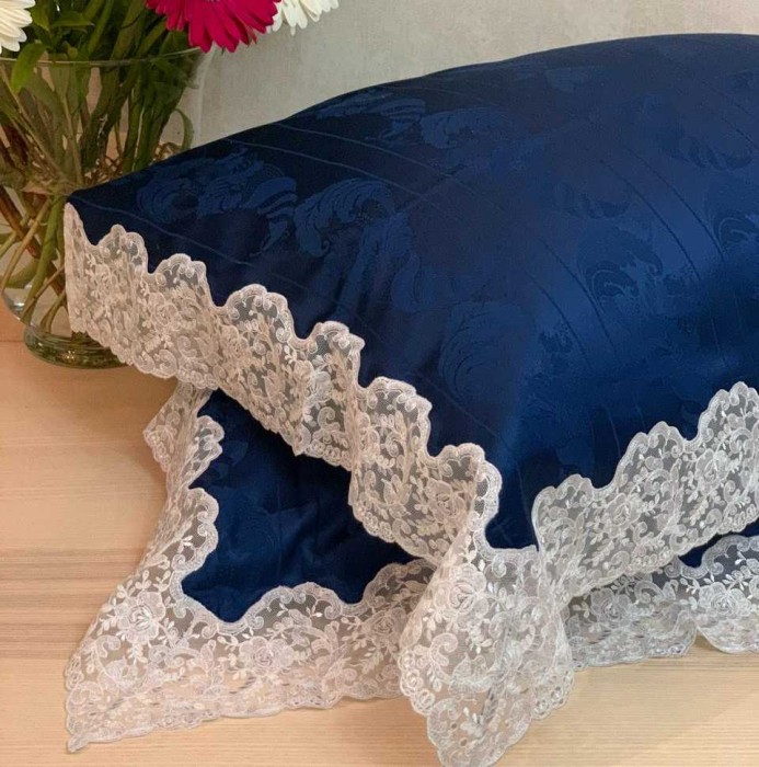 Постельное белье PALOMBELLA жаккард "Iberi Elisa", 2-х спальное (евро), темно-синий