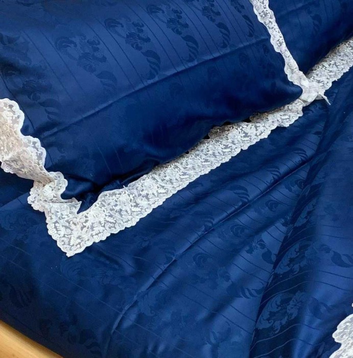 Постельное белье PALOMBELLA жаккард "Iberi Elisa", 2-х спальное (евро), темно-синий