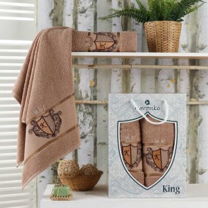 Комплект полотенец MERZUKA "KING", 50x90-70x140 см, коричневый