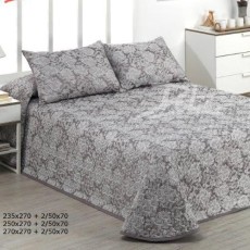 Покрывало с наволочками DOLZ стеганое "HYDRA GRIS", 250x270 см