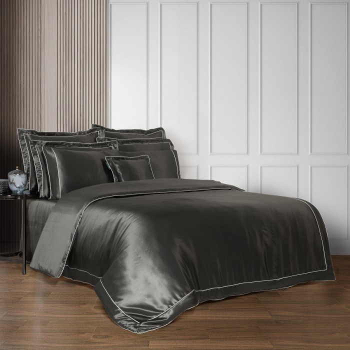 Постельное белье Sarev Elite шелк "Clio", 2-х спальное (евро), серый