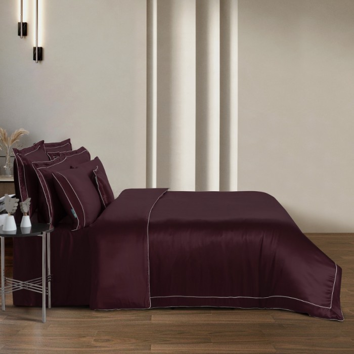 Постельное белье Sarev Elite шелк "Clio", 2-х спальное (евро), бордовый
