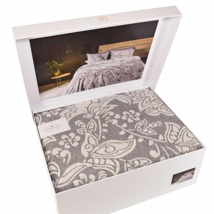 Покрывало Tivolyo жаккард "Flavia", 220x240 см, синий