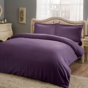 Постельное белье TAC SATEN BASIC "MURDUM", 2-х спальное (евро), фиолетовый
