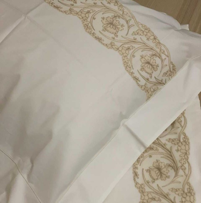 Постельное белье PALOMBELLA "Percalle Pizzo-1", 1,5 спальное, кремовый