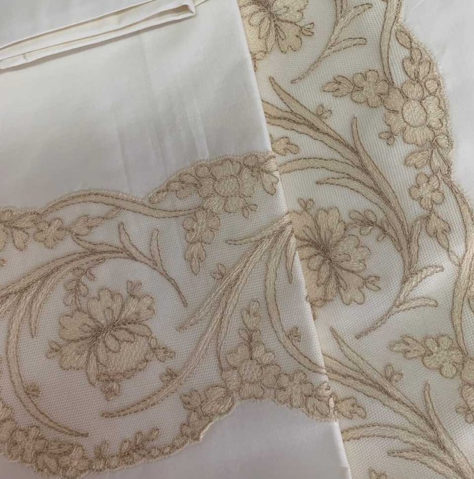 Постельное белье PALOMBELLA "Percalle Pizzo-1", 1,5 спальное, кремовый