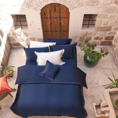 Постельное белье Sarev Elite шелк "Clio", 2-х спальное (евро), темно-синий