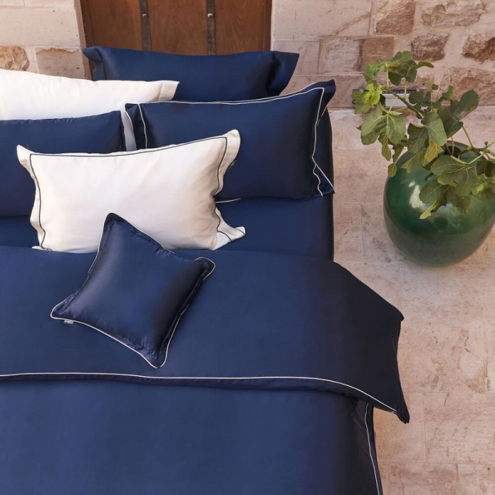 Постельное белье Sarev Elite шелк "Clio", 2-х спальное (евро), темно-синий