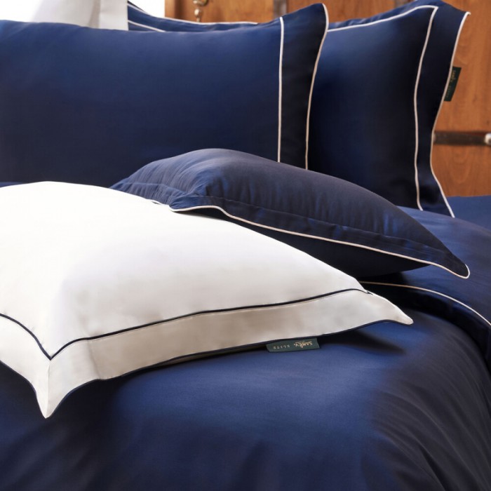 Постельное белье Sarev Elite шелк "Clio", 2-х спальное (евро), темно-синий
