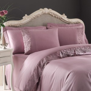 Постельное белье TIVOLYO с кружевом "REGINA", 1,5 спальное, фиолетовый