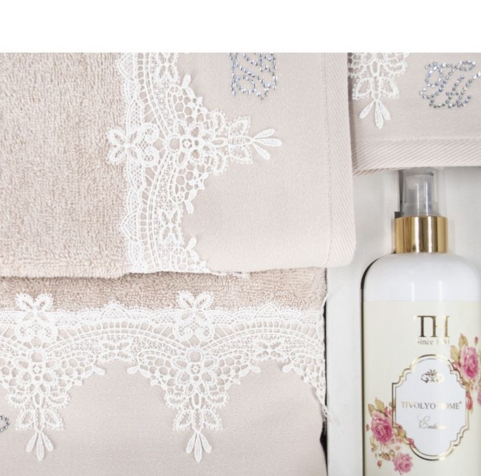 Набор полотенец Tivolyo "Juliet", 3 шт, бежевый