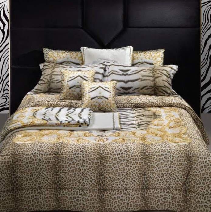 Постельное белье Roberto Cavalli "Tiger Frame", 2-х спальное (евро), золотистый