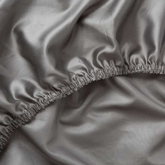 Постельное белье  German Grass на резинке "Graphite Allure", семейное, темно-серый