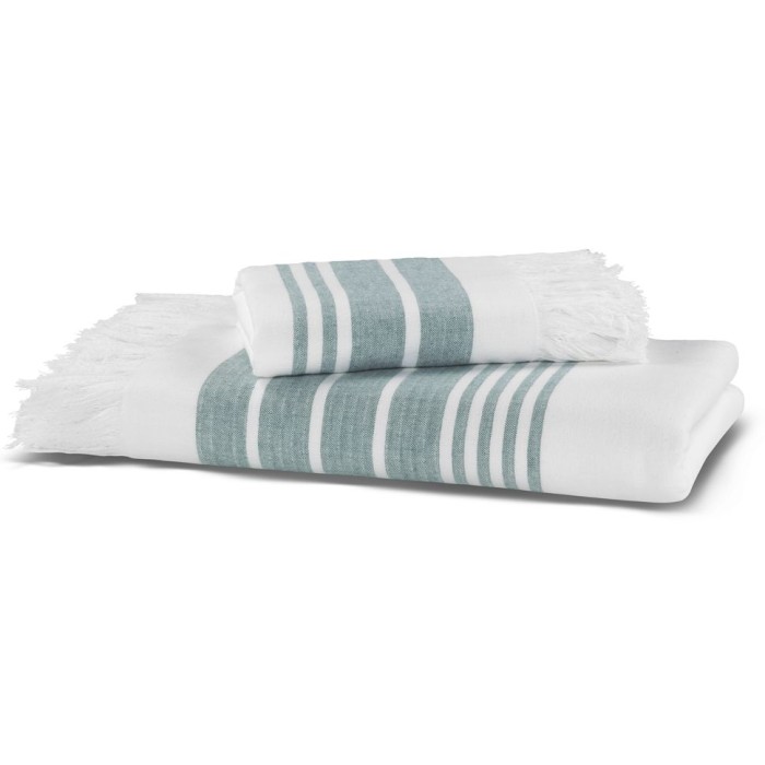 Полотенце Hamam двустороннее "Marine Towel", 100x180 см, бело-изумрудный