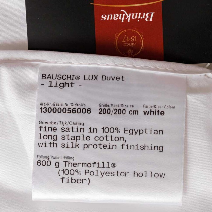 Одеяло Brinkhaus пух "Carat", 135x200 см, легкое