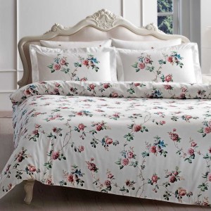 Постельное белье TIVOLYO сатин Deluxe "ROSELAND", 2-х спальное (евро), белый