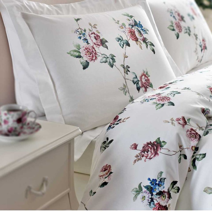 Постельное белье Tivolyo Deluxe "Roseland", 2-х спальное (евро), белый