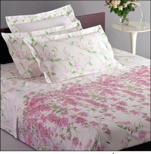 Постельное белье MIRABELLO розовые цветы "CAMPANULE vR19", 2-х спальное, белый
