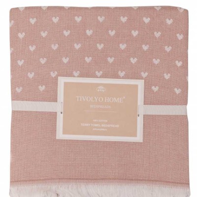 Покрывало Tivolyo пике &quot;Hearts&quot;, 220x240 см, розовый