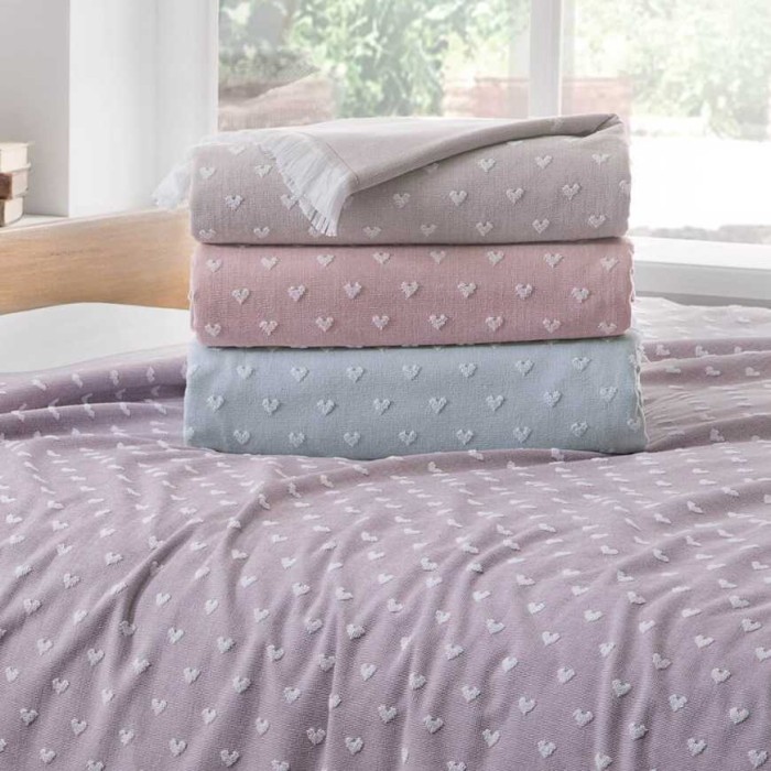 Покрывало Tivolyo пике "Hearts", 220x240 см, сиреневый