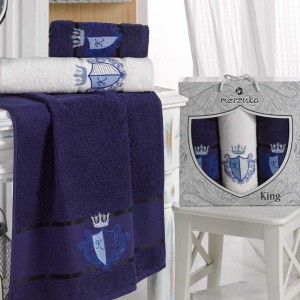 Комплект полотенец Merzuka "King", 50x90-70x140 см, 3 шт, синий