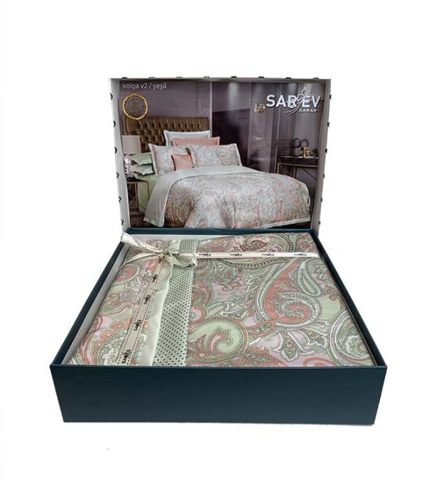 Постельное белье Sarev "Volga", 1,5 спальное, зеленый