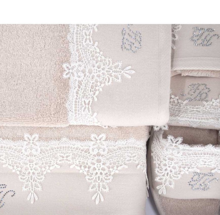 Набор полотенец Tivolyo с тапочками "Juliet", 3 шт, бежевый