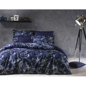 Постельное белье TIVOLYO сатин Deluxe "SAVILLE", 2-х спальное (евро), синий