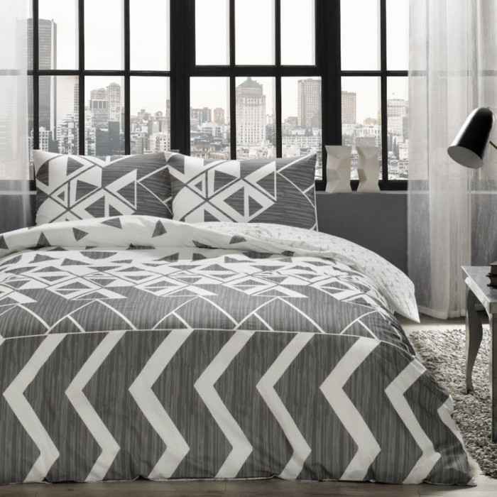 Постельное белье Tac на резинке "Otto", 2-х спальное (евро), серый