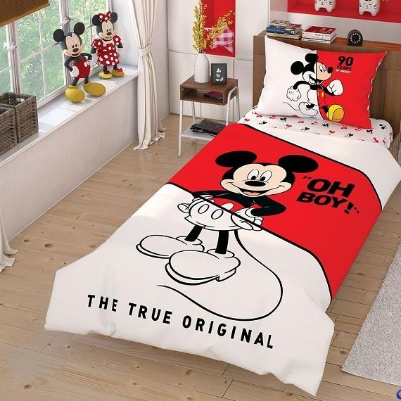 Постельное белье Tac ранфорс Disney "Mickey Cek", 1,5 спальное, красный
