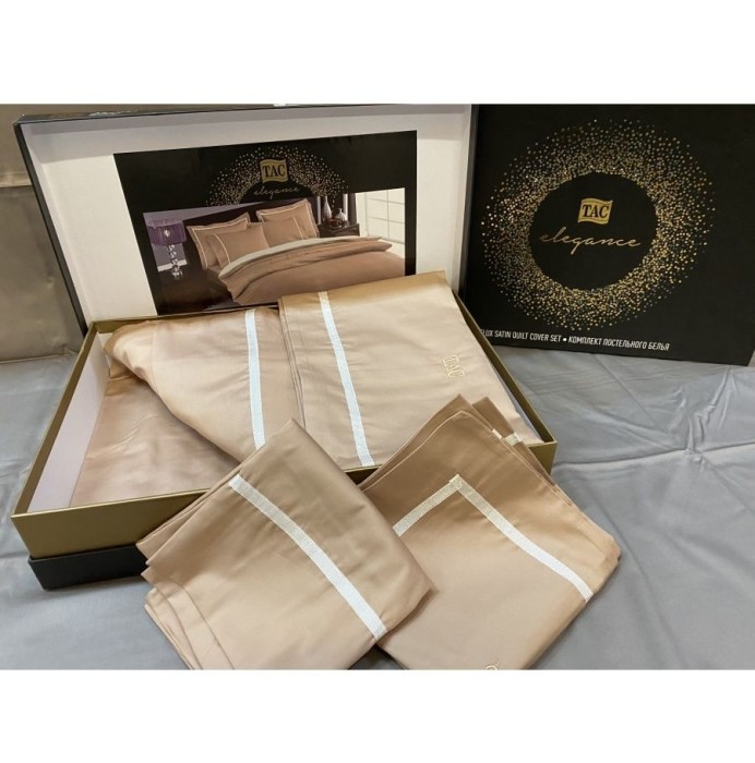 Постельное белье Tac Delux "Prestige", 2-х спальное (евро), капучино