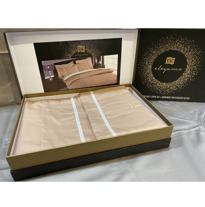 Постельное белье Tac Delux "Prestige", 2-х спальное (евро), капучино