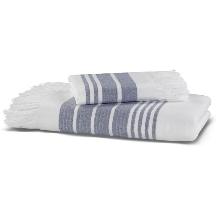 Полотенце Hamam двустороннее "Marine Towel", 50x100 см, бело-синий