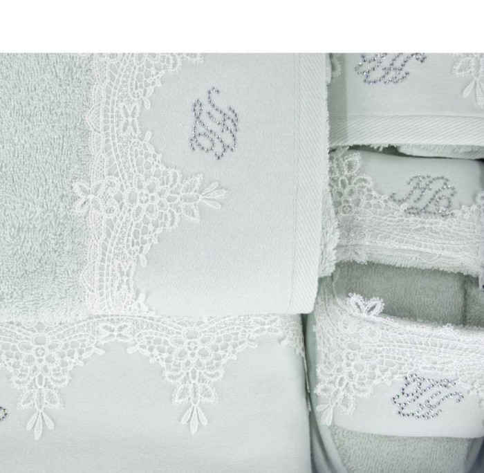 Набор полотенец Tivolyo с тапочками "Juliet", 3 шт, зеленый