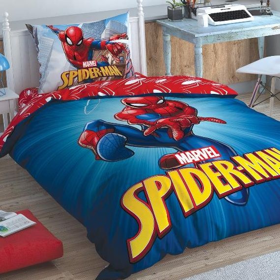 Постельное белье Tac ранфорс Disney "Spiderman Time", 1,5 спальное, синий