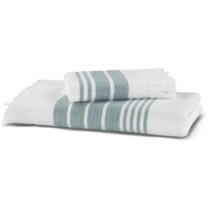 Полотенце Hamam двустороннее "Marine Towel", 50x100 см, бело-изумрудный