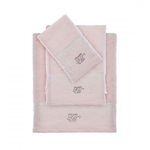 Набор полотенец TIVOLYO с тапочками "JULIET", 3 шт, розовый
