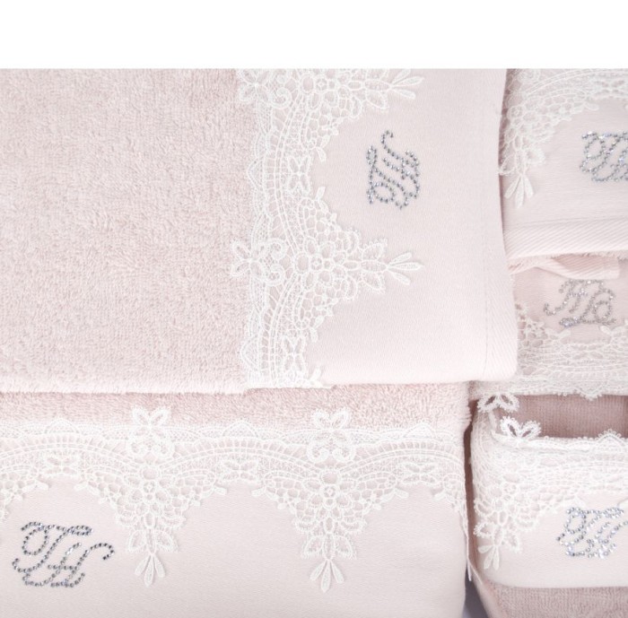 Набор полотенец Tivolyo с тапочками "Juliet", 3 шт, розовый