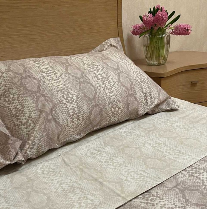 Постельное белье TAG "Pitonato", 2-х спальное (евро), бежевый