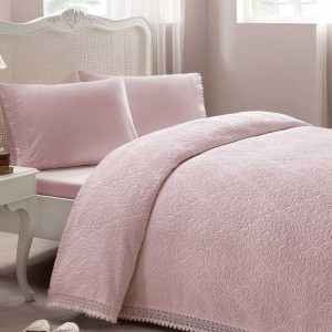 Комплект с покрывалом Tivolyo "La Perla", 220x240 см, розовый