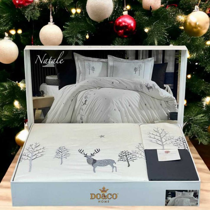 Постельное белье Ronesa Home вышивка "Natale", 2-х спальное (евро)