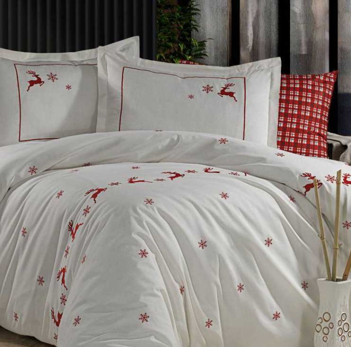 Постельное белье Ronesa Home вышивка "Noel", 2-х спальное (евро)