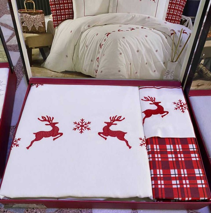 Постельное белье Ronesa Home вышивка "Noel", 2-х спальное (евро)