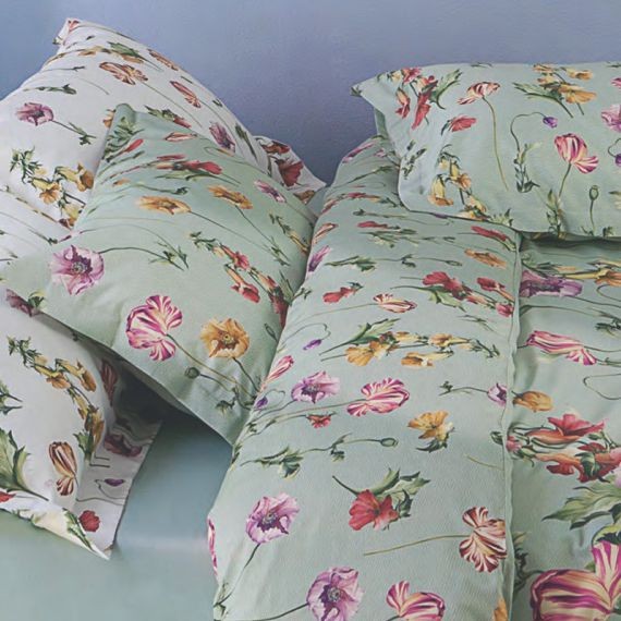 Постельное белье Mirabello "Poppie Field", 2-х спальное (евро), зеленый