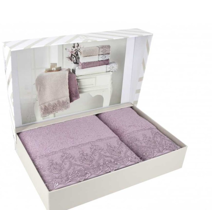 Набор полотенец Tivolyo "Lina", 2 шт, фиолетовый